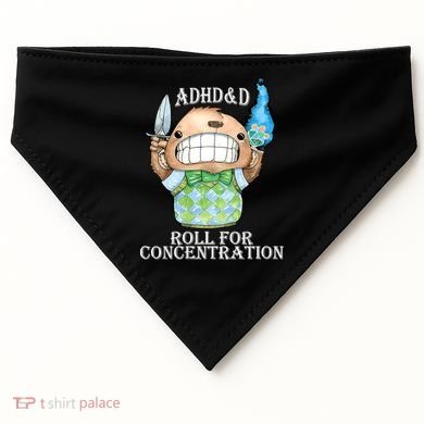 Adhd&D Roll For Concentration Funny USA-Made Doggie Bandana