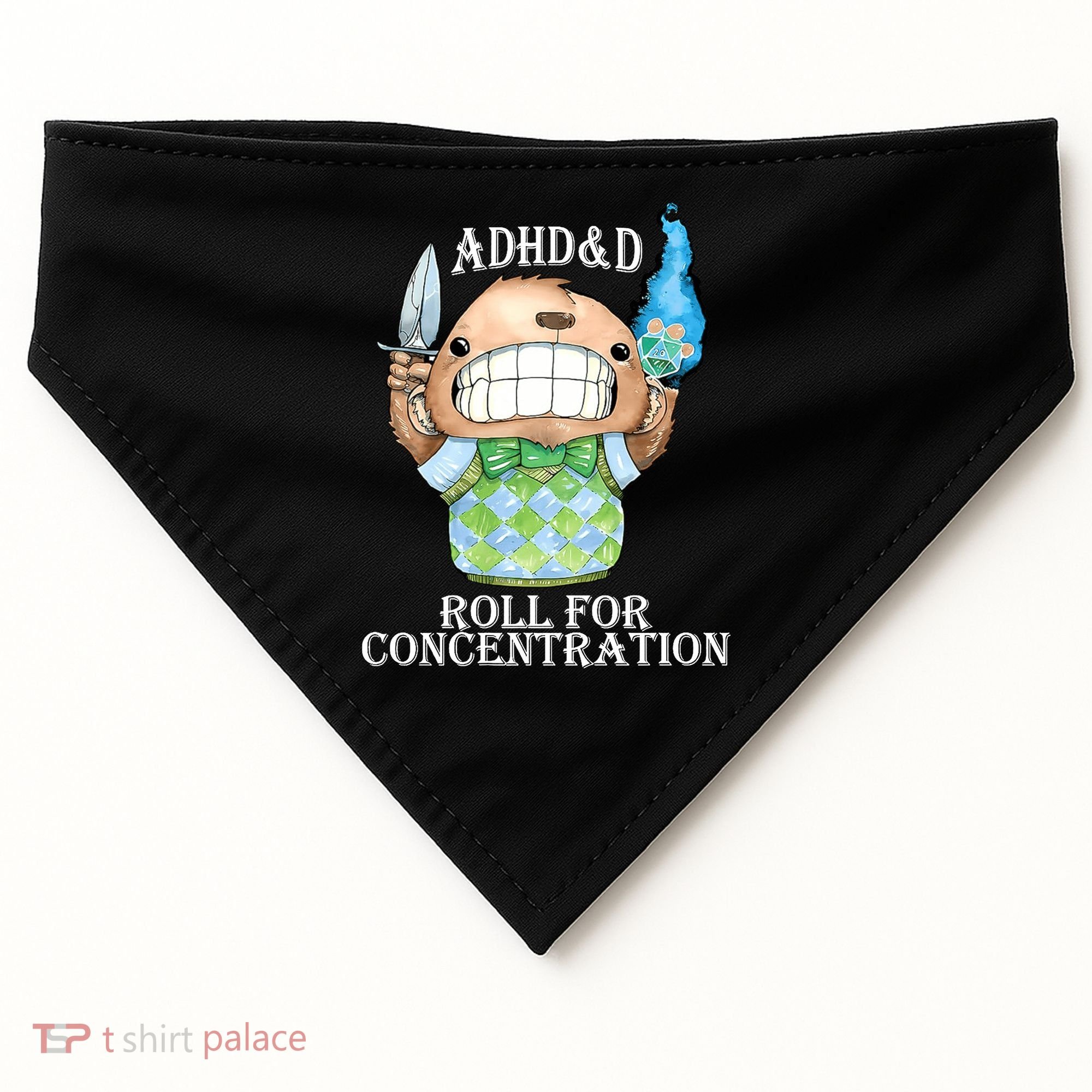 Adhd&D Roll For Concentration Funny USA-Made Doggie Bandana