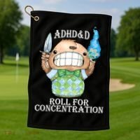 Adhd&D Roll For Concentration Funny Golf Towel thumb 1