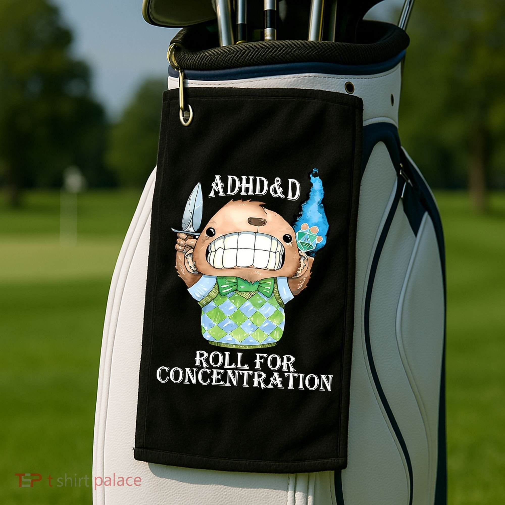 Adhd&D Roll For Concentration Funny Golf Towel