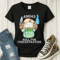 Adhd&D Roll For Concentration Funny Women's T-Shirt thumb 3