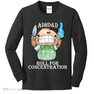 Adhd&D Roll For Concentration Funny Kids Long Sleeve Shirt