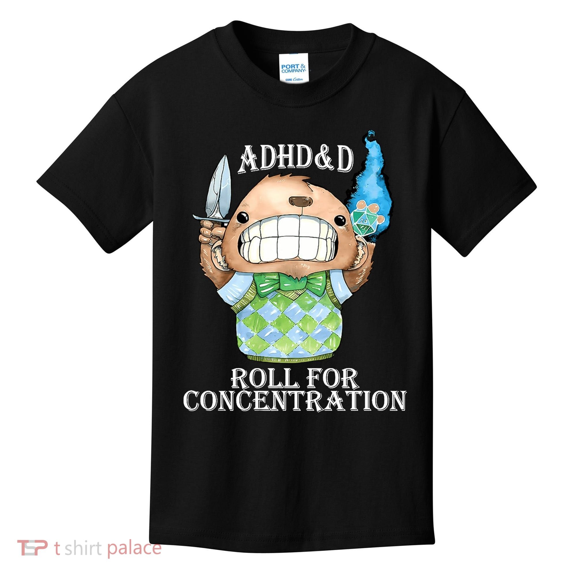 Adhd&D Roll For Concentration Funny Kids T-Shirt