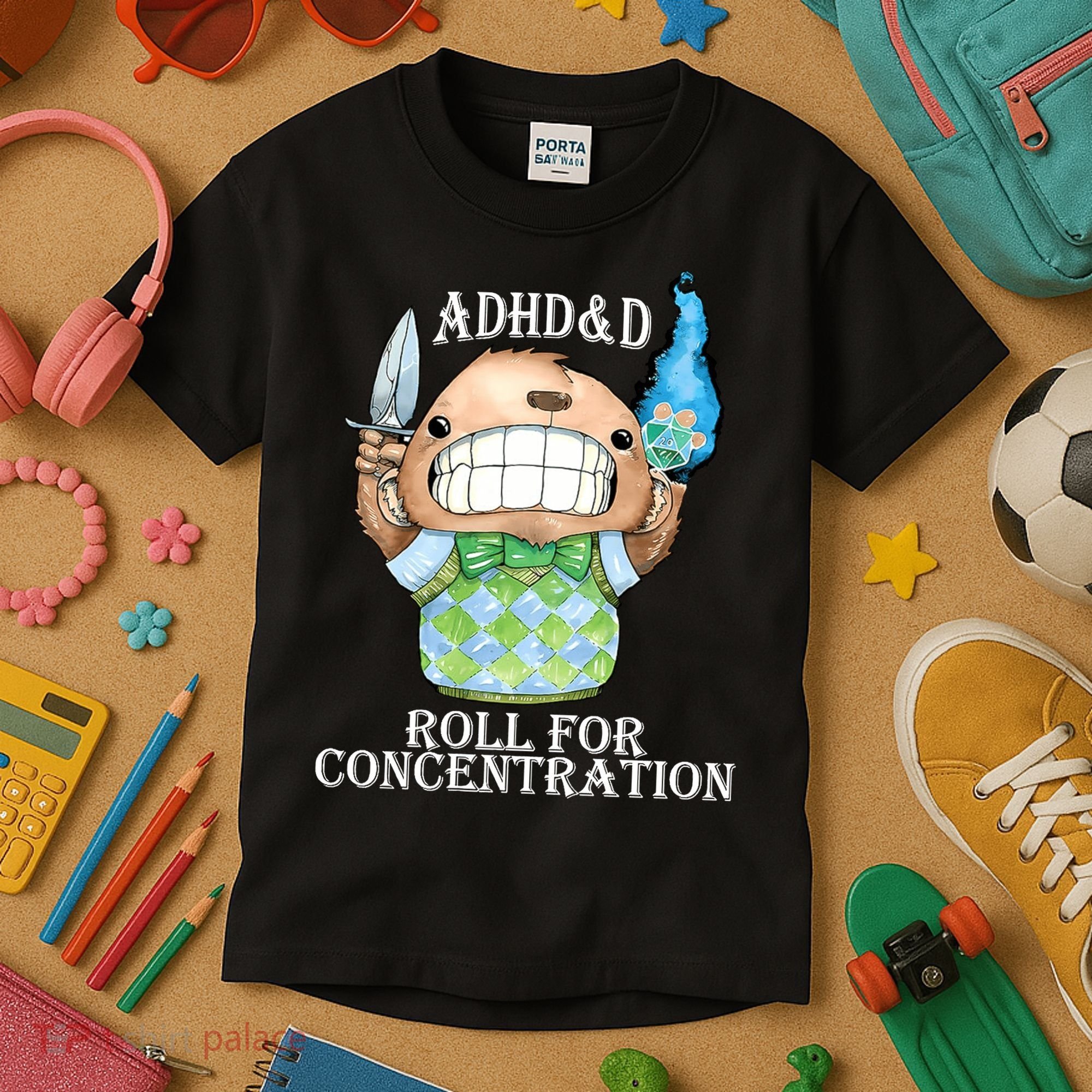 Adhd&D Roll For Concentration Funny Kids T-Shirt