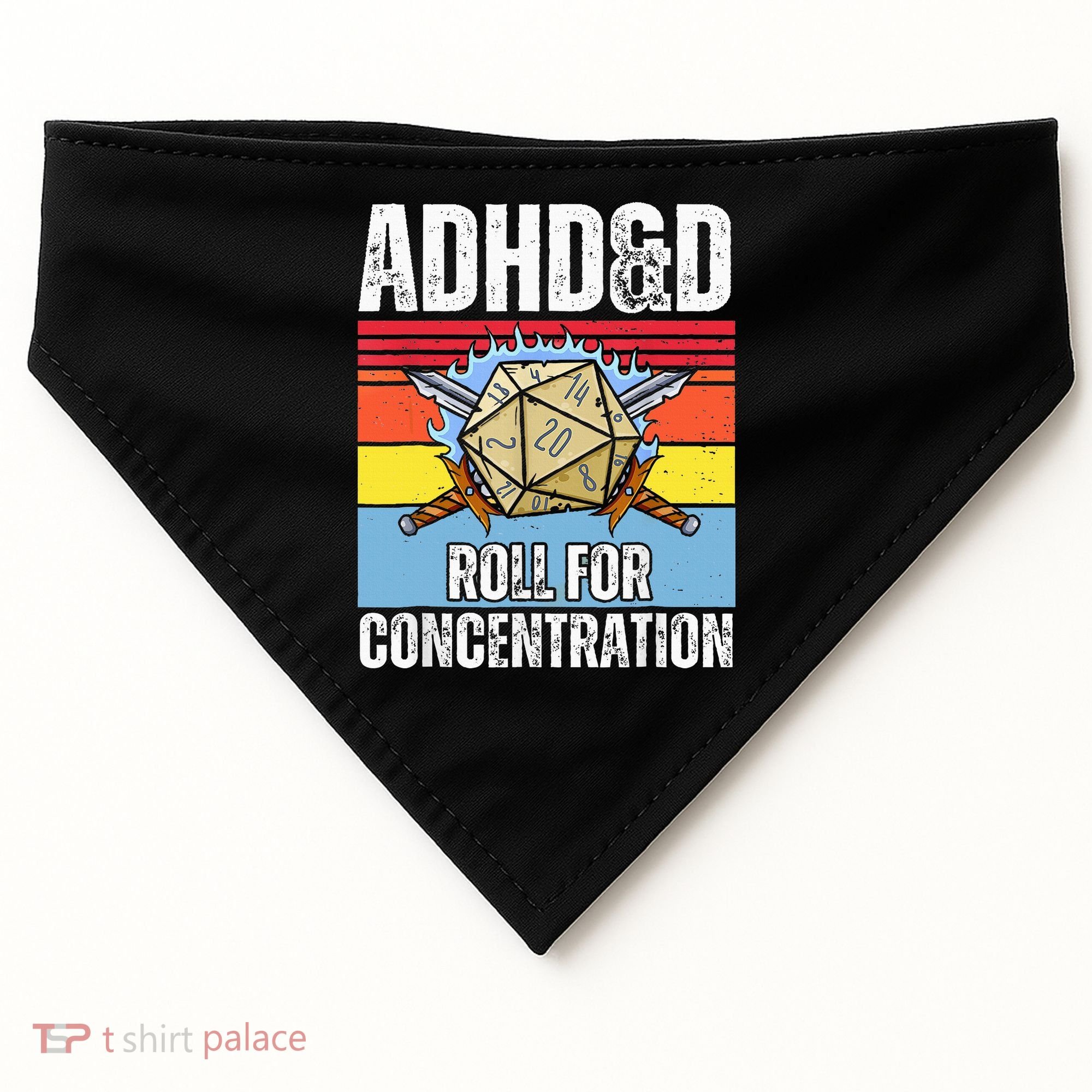 Adhd&D Roll For Concentration Funny Gamer USA-Made Doggie Bandana
