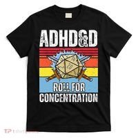 Adhd&D Roll For Concentration Funny Gamer T-Shirt thumb 0