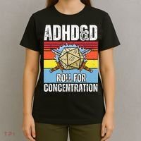 Adhd&D Roll For Concentration Funny Gamer T-Shirt thumb 4