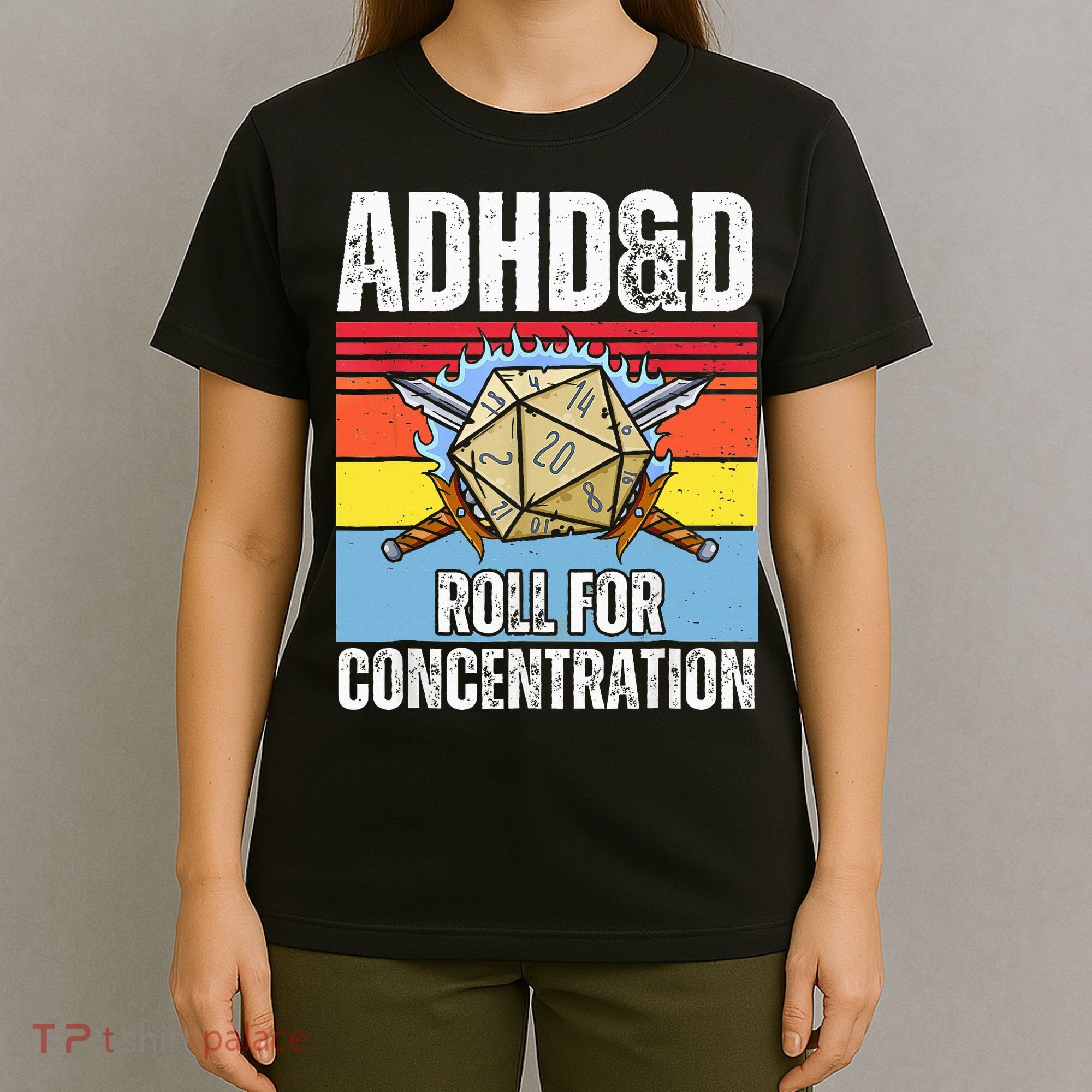 Adhd&D Roll For Concentration Funny Gamer T-Shirt