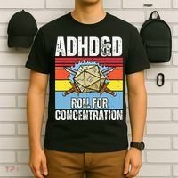 Adhd&D Roll For Concentration Funny Gamer T-Shirt thumb 6