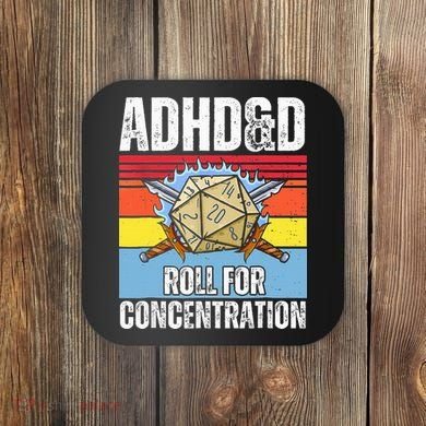 Adhd&D Roll For Concentration Funny Gamer Coaster