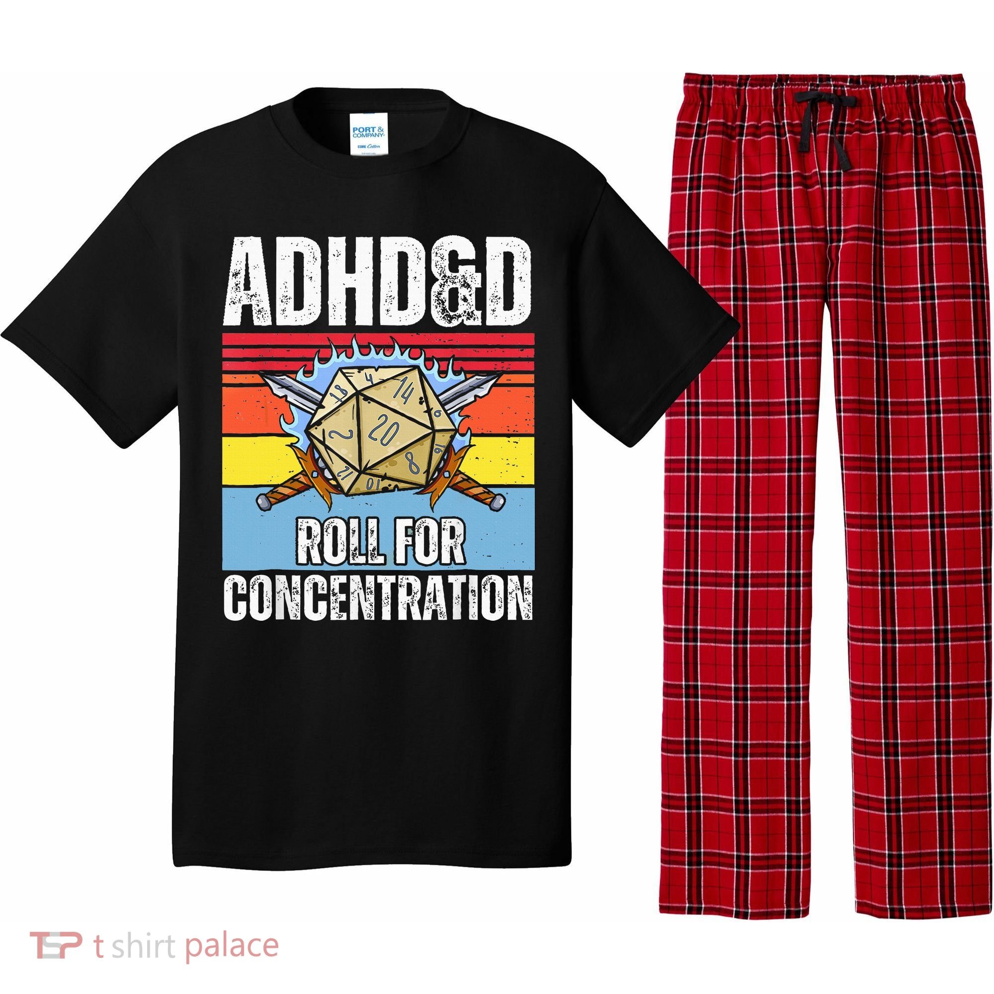 Adhd&D Roll For Concentration Funny Gamer Pajama Set