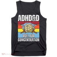 Adhd&D Roll For Concentration Funny Gamer Tank Top thumb 0