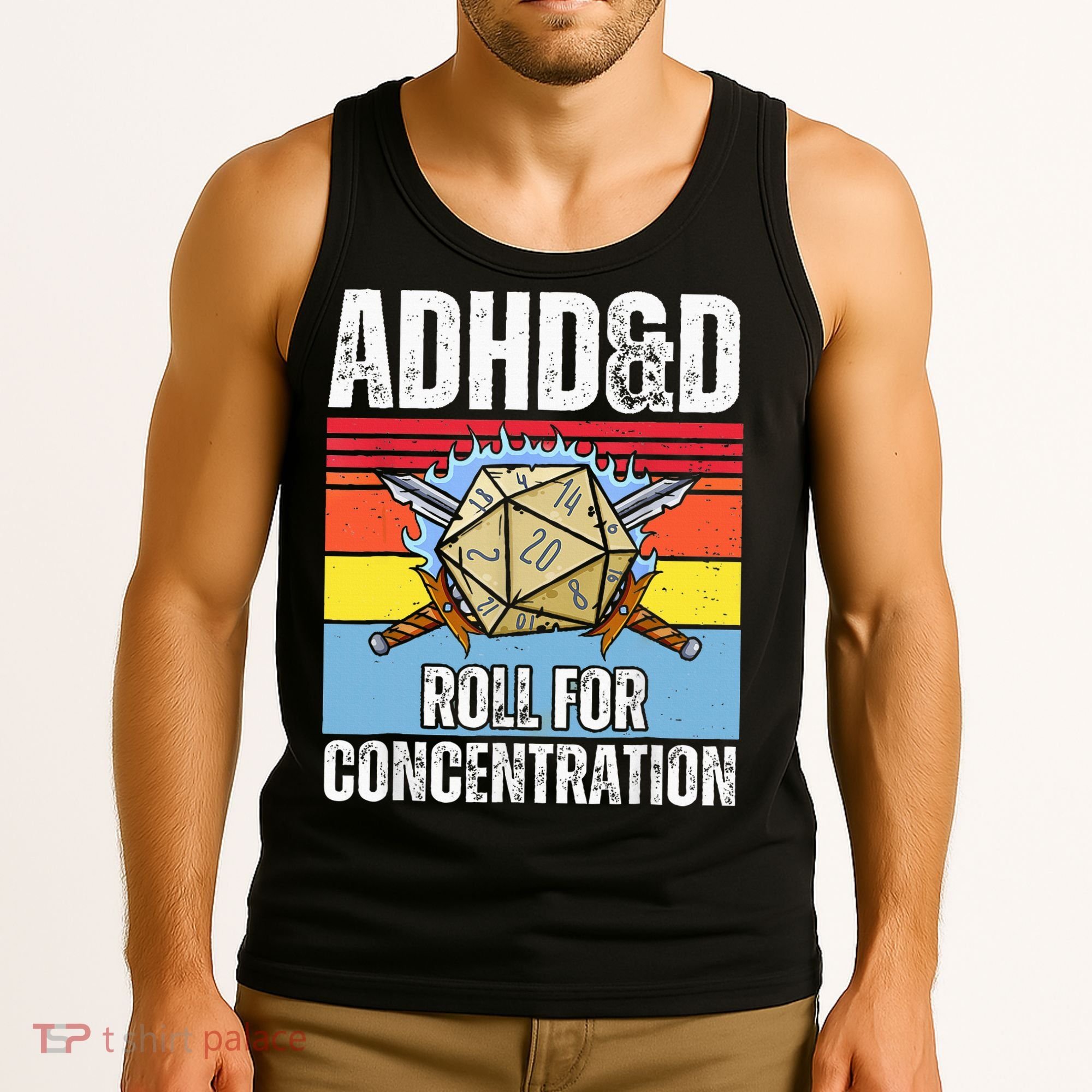 Adhd&D Roll For Concentration Funny Gamer Tank Top