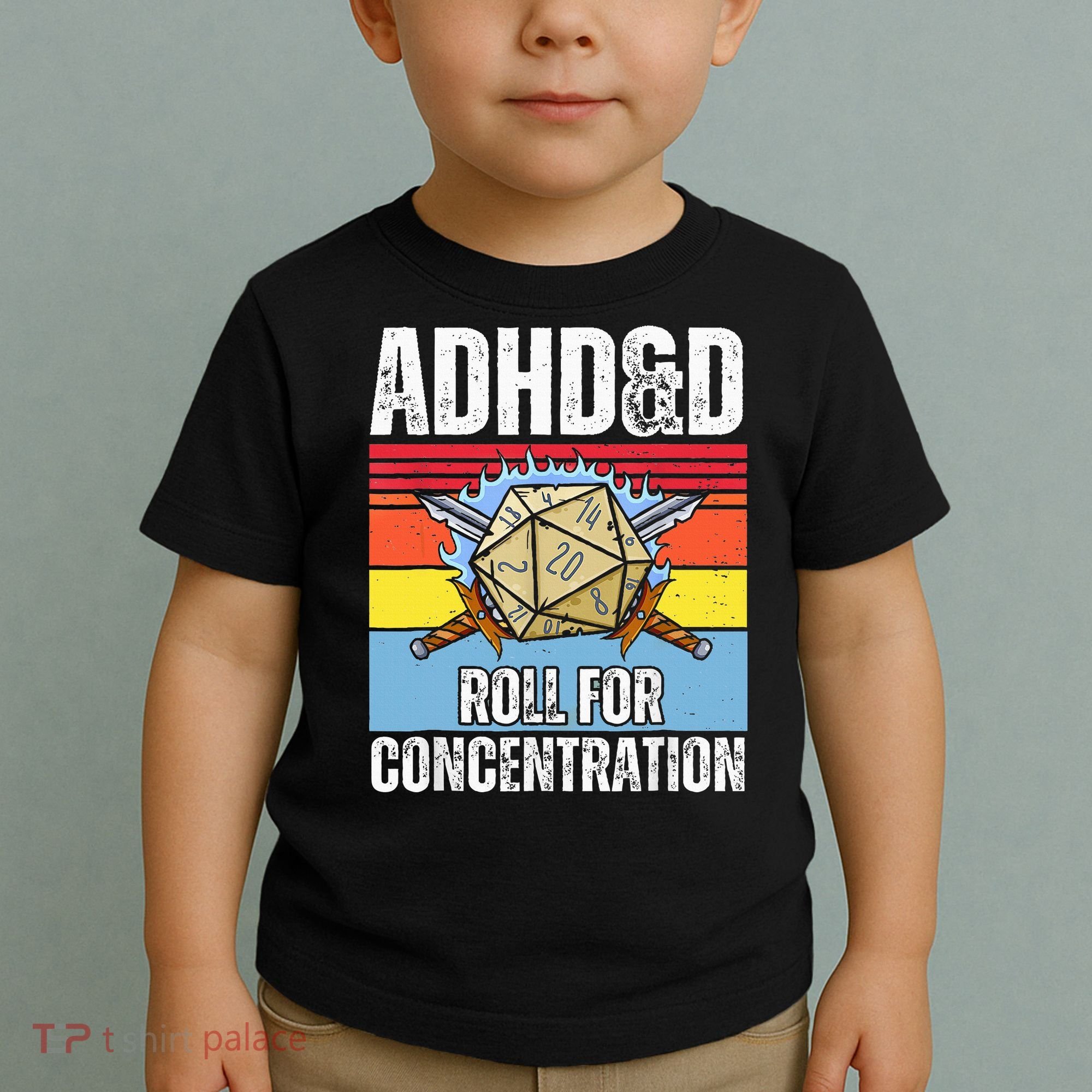 Adhd&D Roll For Concentration Funny Gamer Toddler T-Shirt
