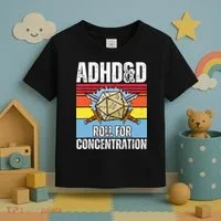 Adhd&D Roll For Concentration Funny Gamer Toddler T-Shirt thumb 3