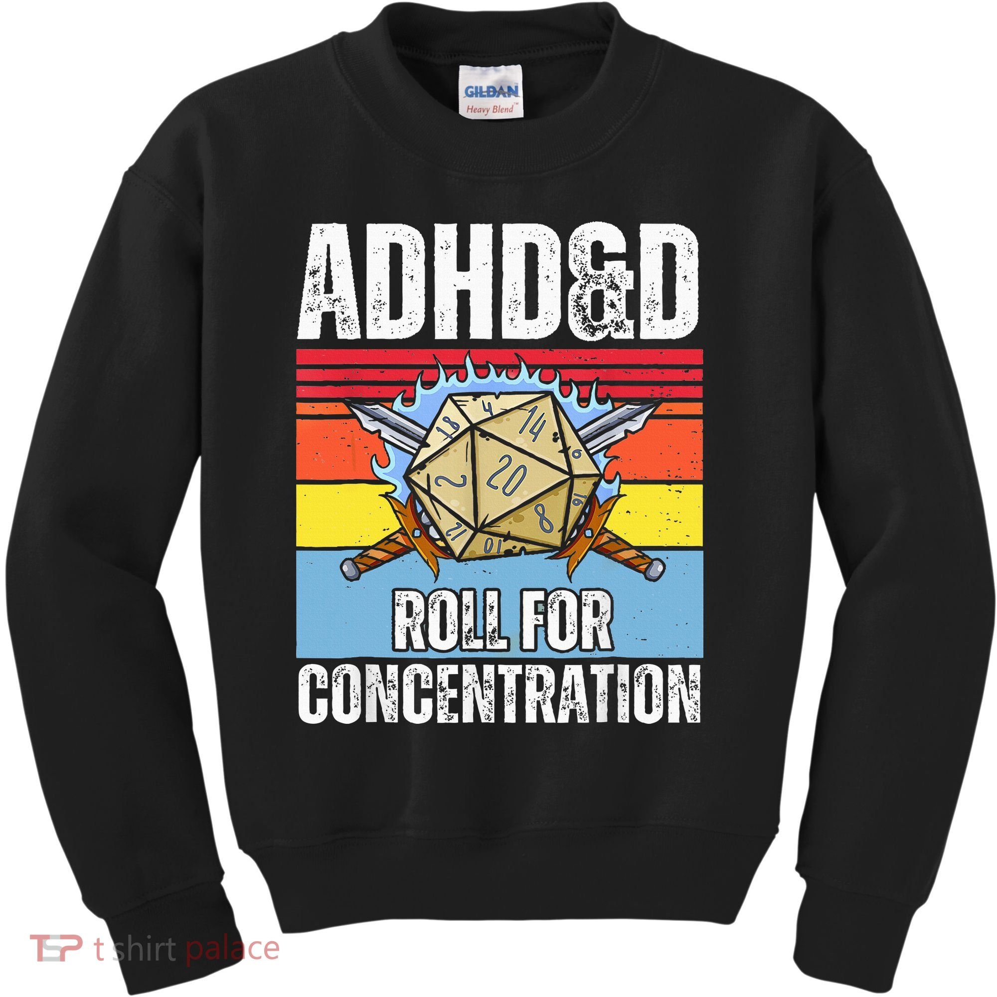 Adhd&D Roll For Concentration Funny Gamer Kids Sweatshirt