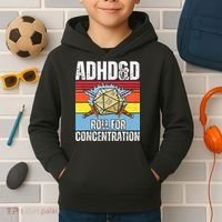 Adhd&D Roll For Concentration Funny Gamer Kids Hoodie thumb 2