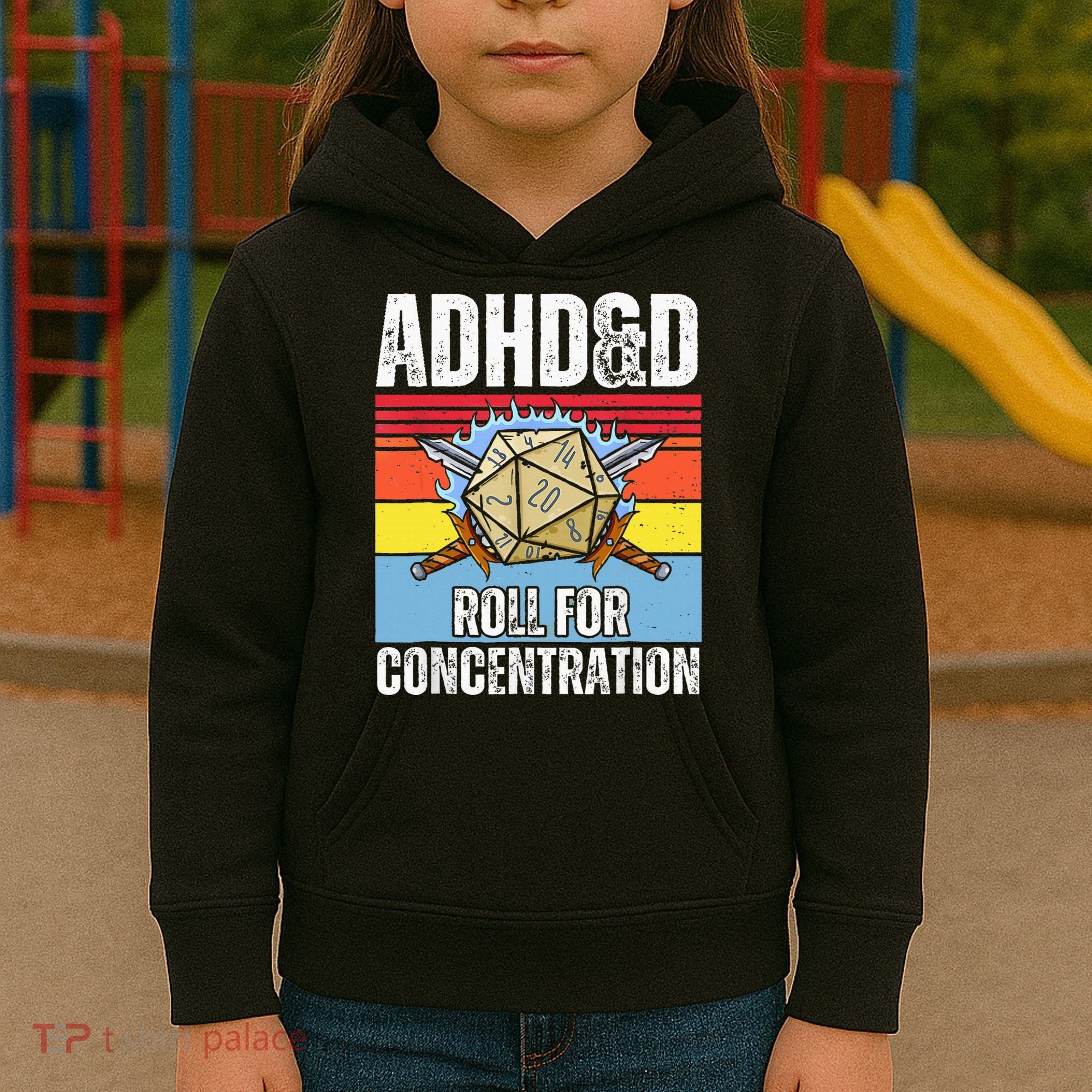 Adhd&D Roll For Concentration Funny Gamer Kids Hoodie
