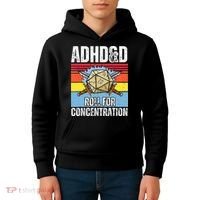 Adhd&D Roll For Concentration Funny Gamer Kids Hoodie thumb 4