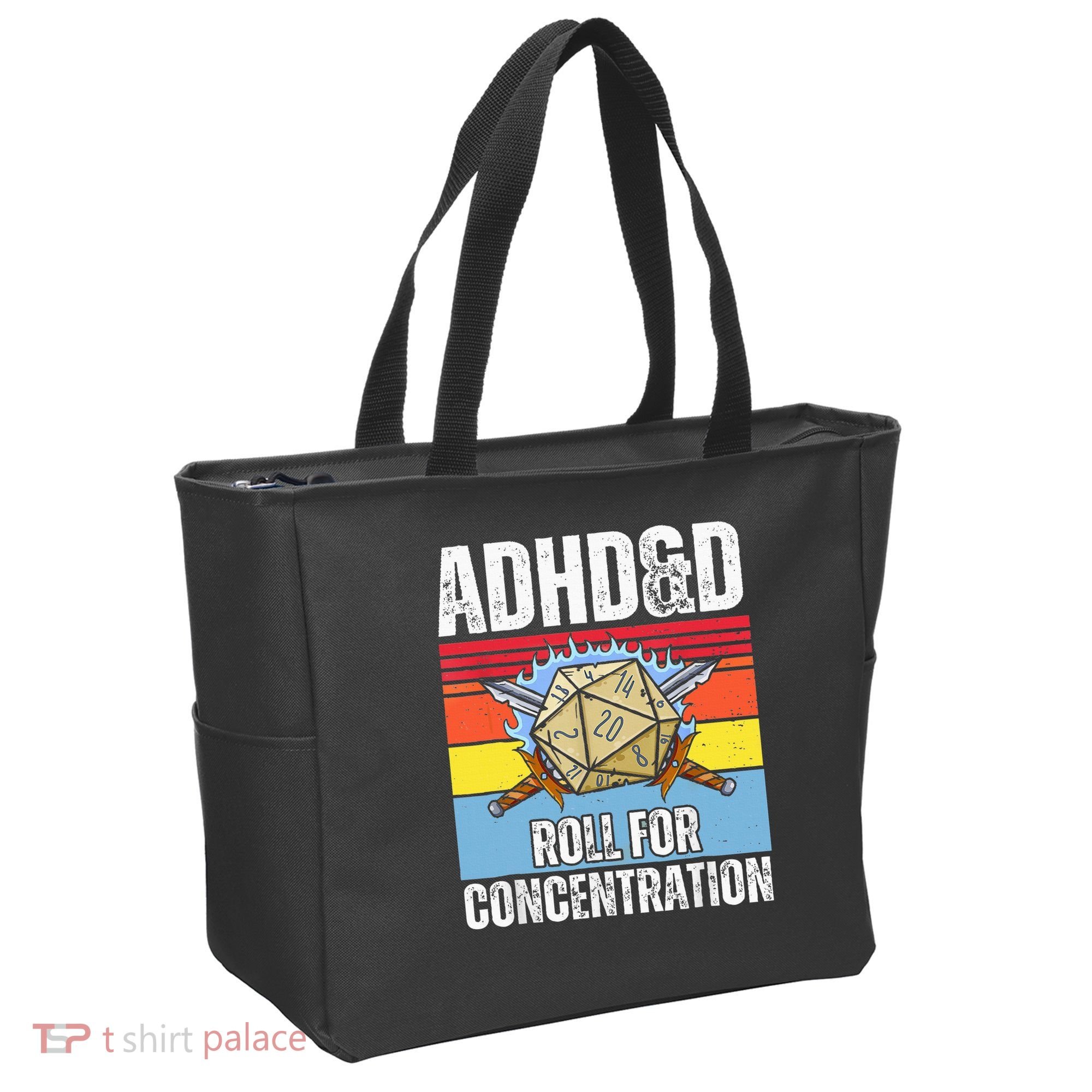 Adhd&D Roll For Concentration Funny Gamer Tote Bag