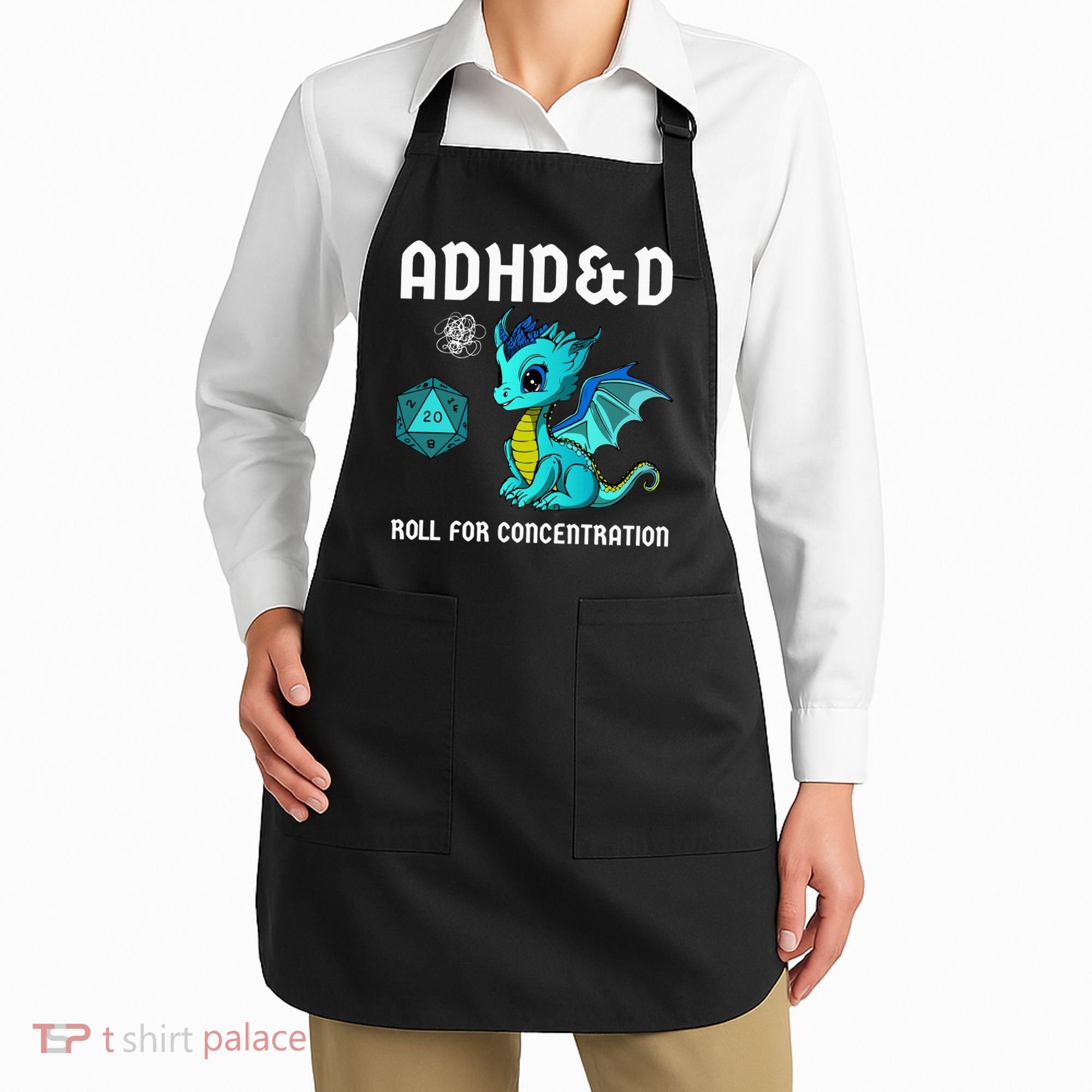 ADHD&D Roll For Concentration Cute Dragon  Apron
