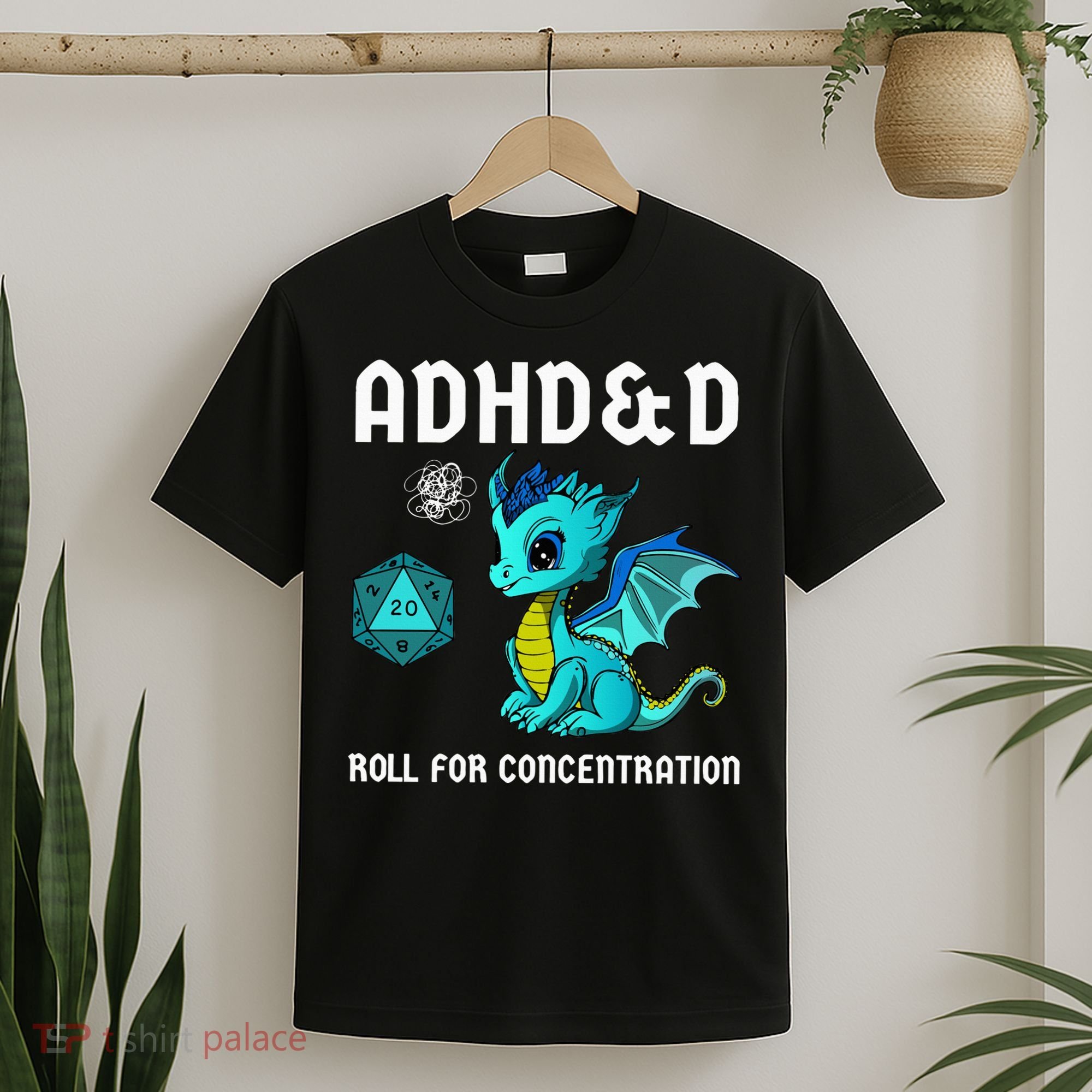 ADHD&D Roll For Concentration Cute Dragon  T-Shirt