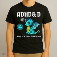 ADHD&D Roll For Concentration Cute Dragon  T-Shirt thumb 3