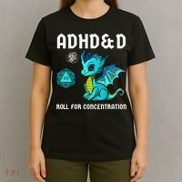 ADHD&D Roll For Concentration Cute Dragon  T-Shirt thumb 4