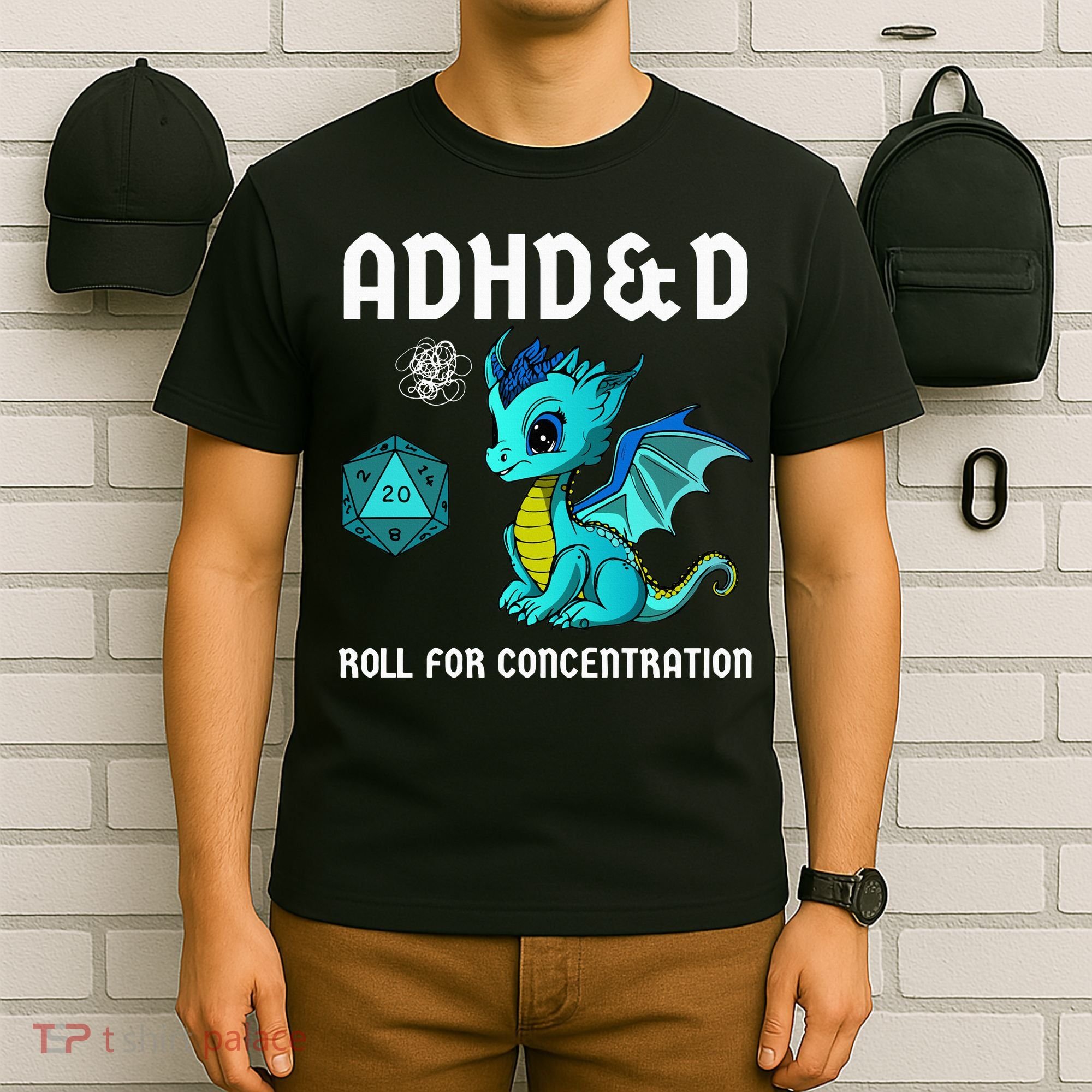 ADHD&D Roll For Concentration Cute Dragon  T-Shirt