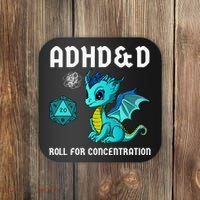 ADHD&D Roll For Concentration Cute Dragon  Coaster thumb 0