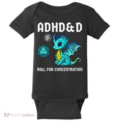 ADHD&D Roll For Concentration Cute Dragon  Baby Bodysuit