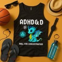ADHD&D Roll For Concentration Cute Dragon  Tank Top thumb 4