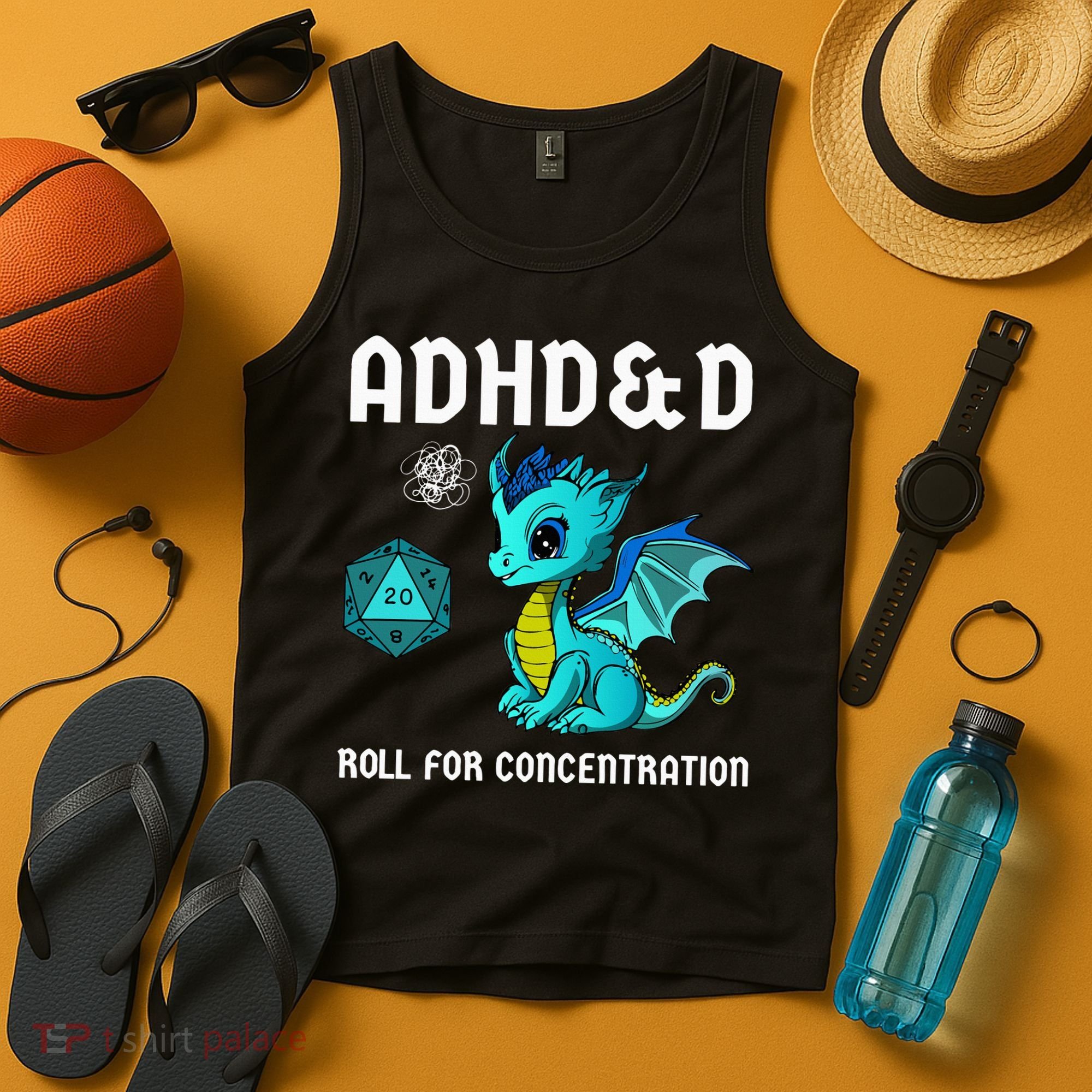 ADHD&D Roll For Concentration Cute Dragon  Tank Top