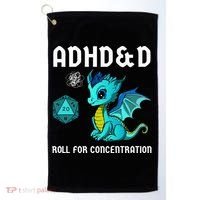 ADHD&D Roll For Concentration Cute Dragon  Golf Towel thumb 0
