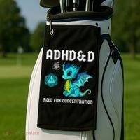 ADHD&D Roll For Concentration Cute Dragon  Golf Towel thumb 2