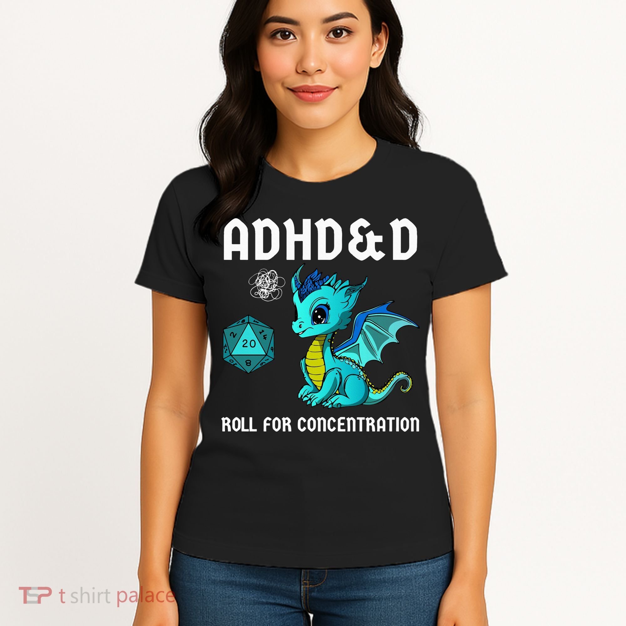 ADHD&D Roll For Concentration Cute Dragon  Women's T-Shirt
