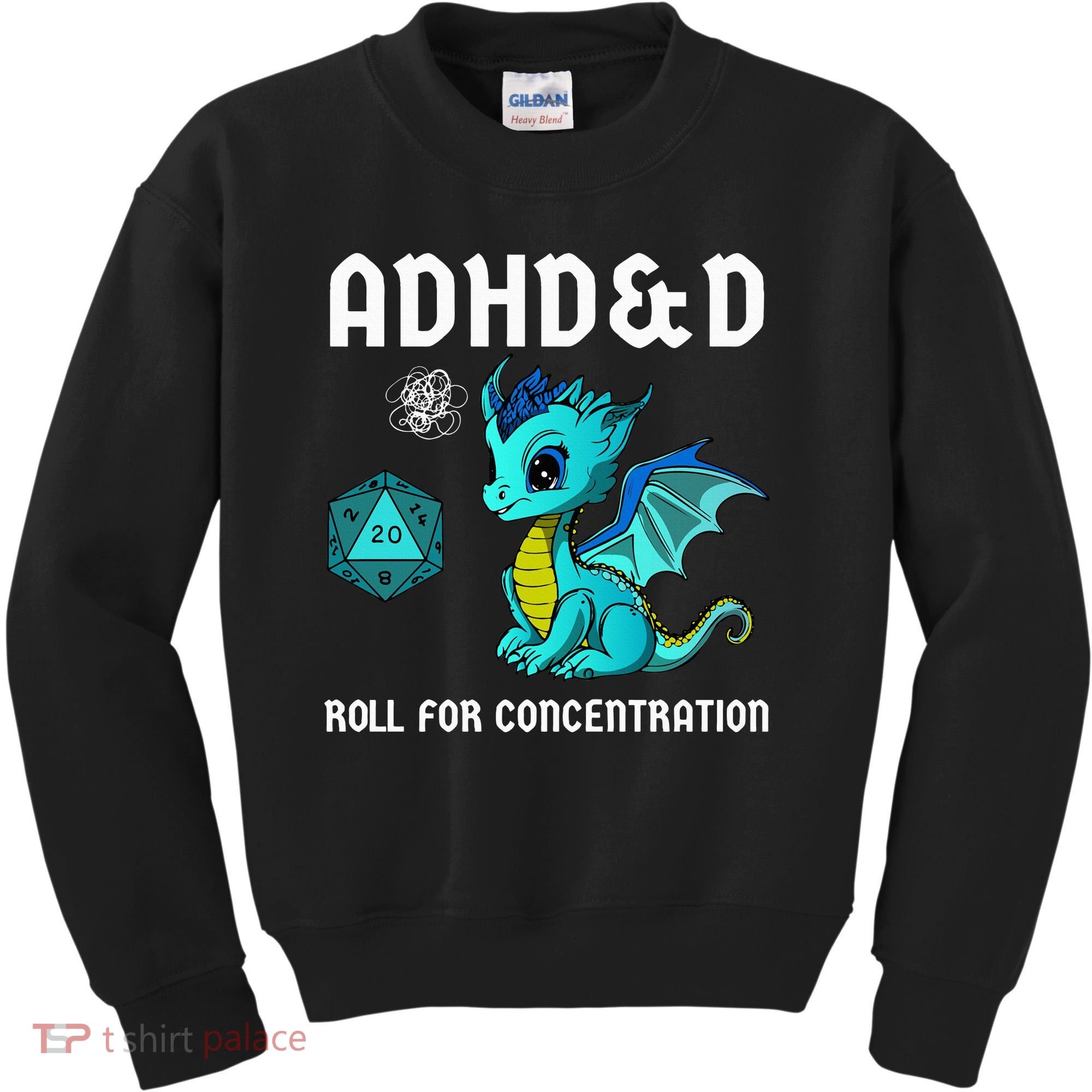 ADHD&D Roll For Concentration Cute Dragon  Kids Sweatshirt