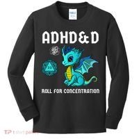 ADHD&D Roll For Concentration Cute Dragon  Kids Long Sleeve Shirt thumb 0