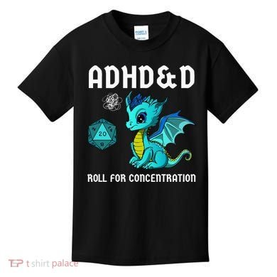ADHD&D Roll For Concentration Cute Dragon  Kids T-Shirt