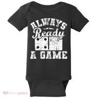 Always Ready For A Game Dominoes Lover Domino Player Baby Bodysuit thumb 0