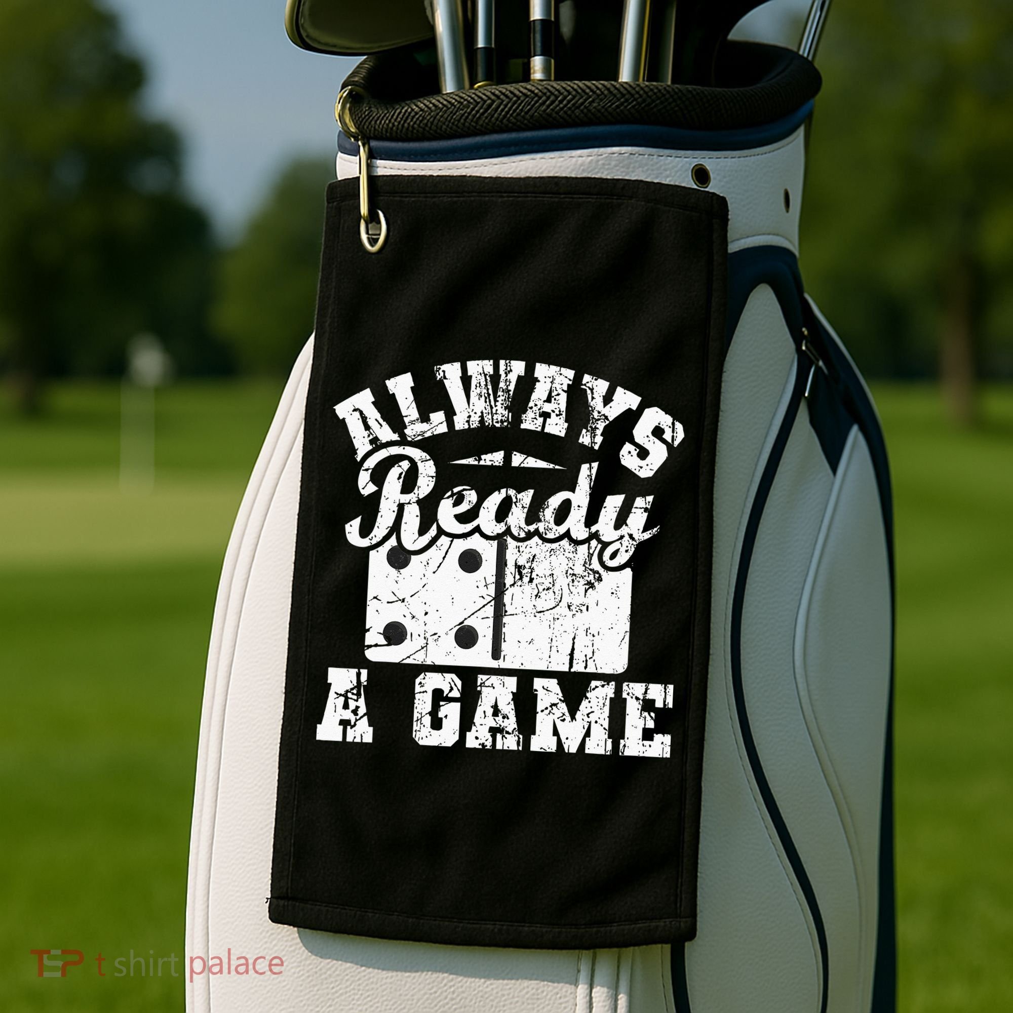 Always Ready For A Game Dominoes Lover Domino Player Golf Towel