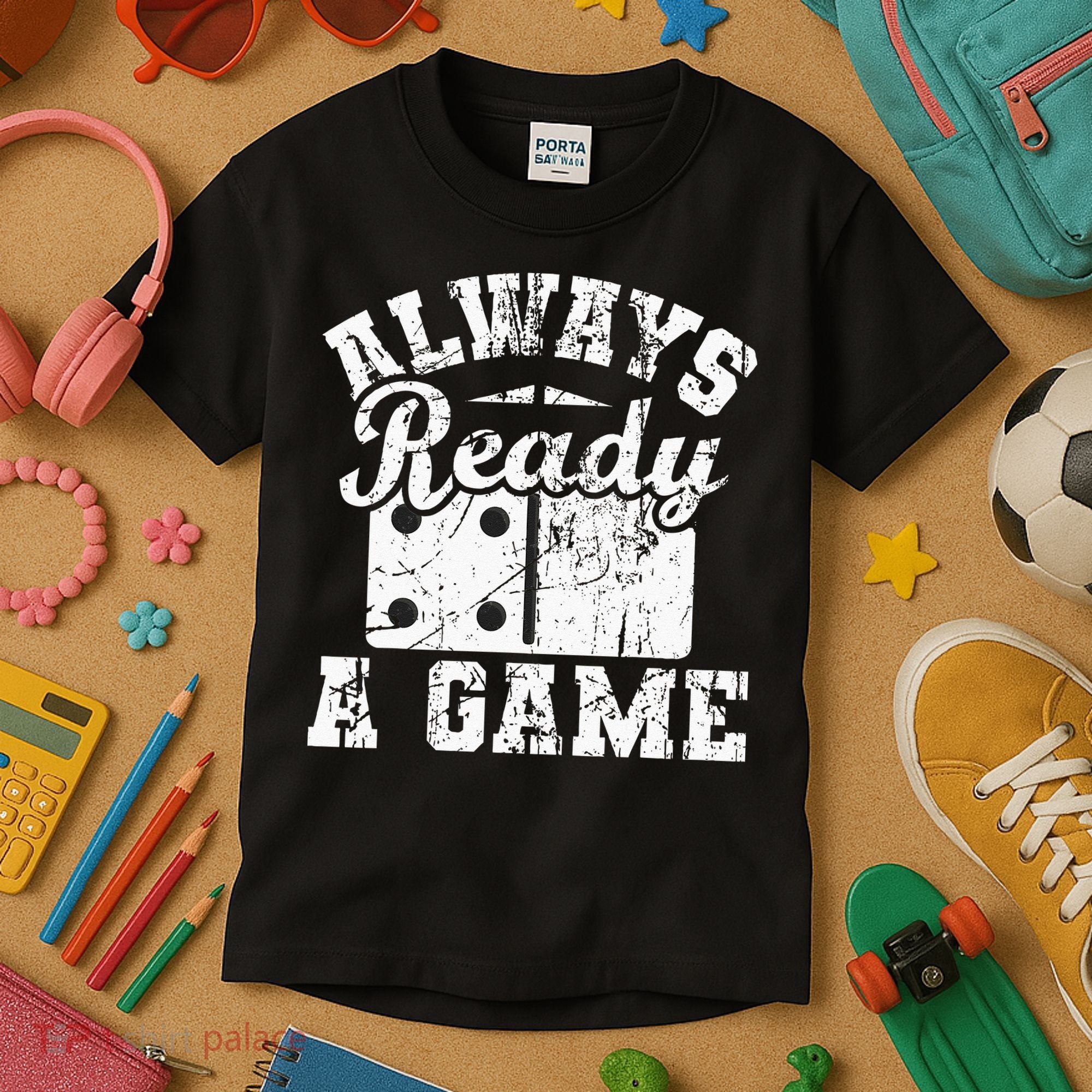 Always Ready For A Game Dominoes Lover Domino Player Kids T-Shirt
