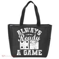 Always Ready For A Game Dominoes Lover Domino Player Tote Bag thumb 0