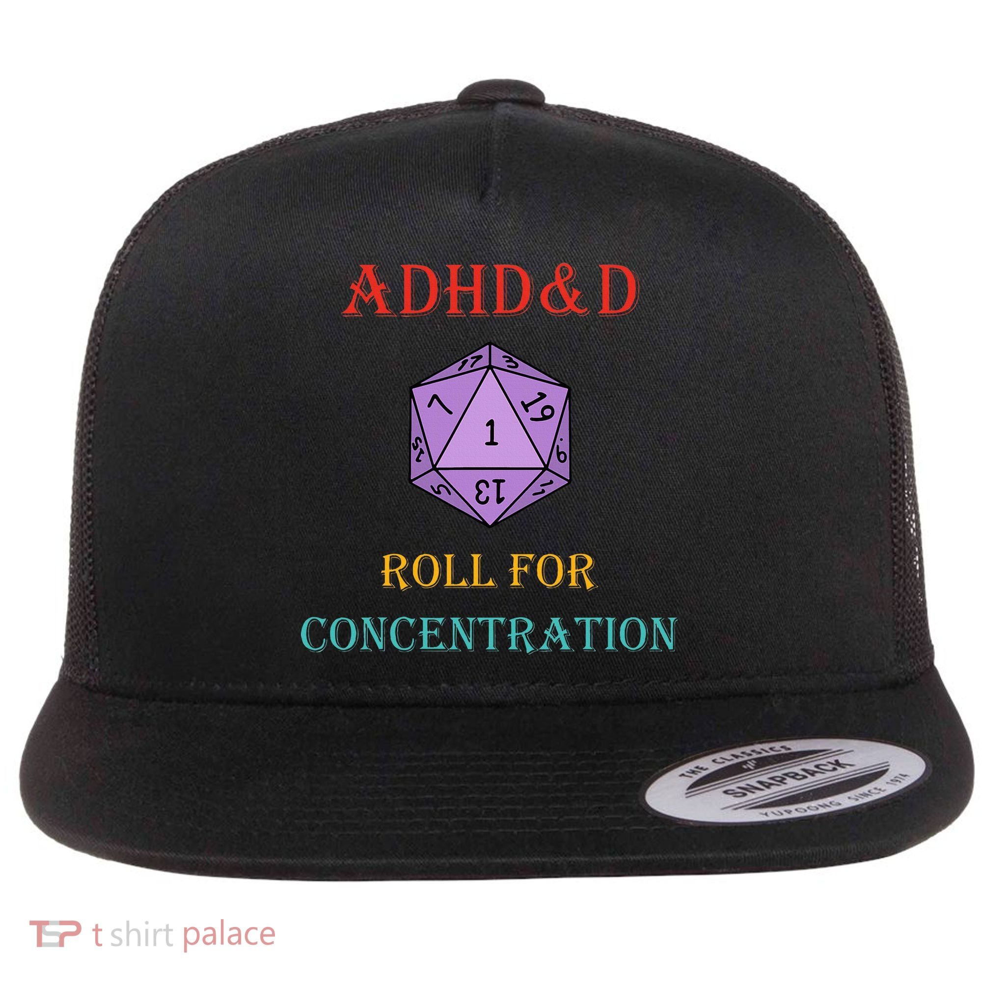 Adhd&D Roll For Concentration Flat Bill Trucker Hat
