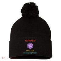 Adhd&D Roll For Concentration Pom Pom 12in Knit Beanie thumb 0