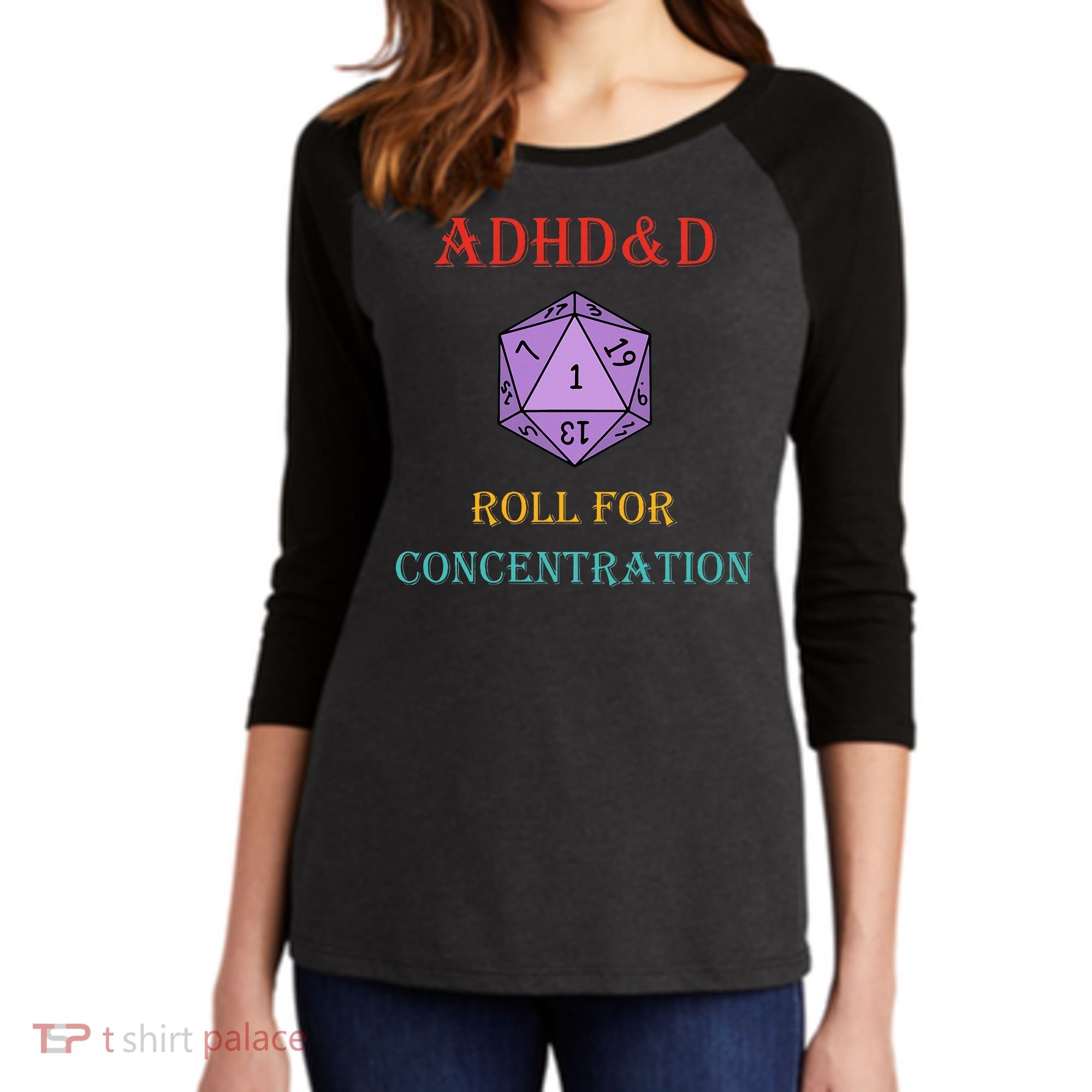Adhd&D Roll For Concentration Women's Tri-Blend 3/4-Sleeve Raglan Shirt