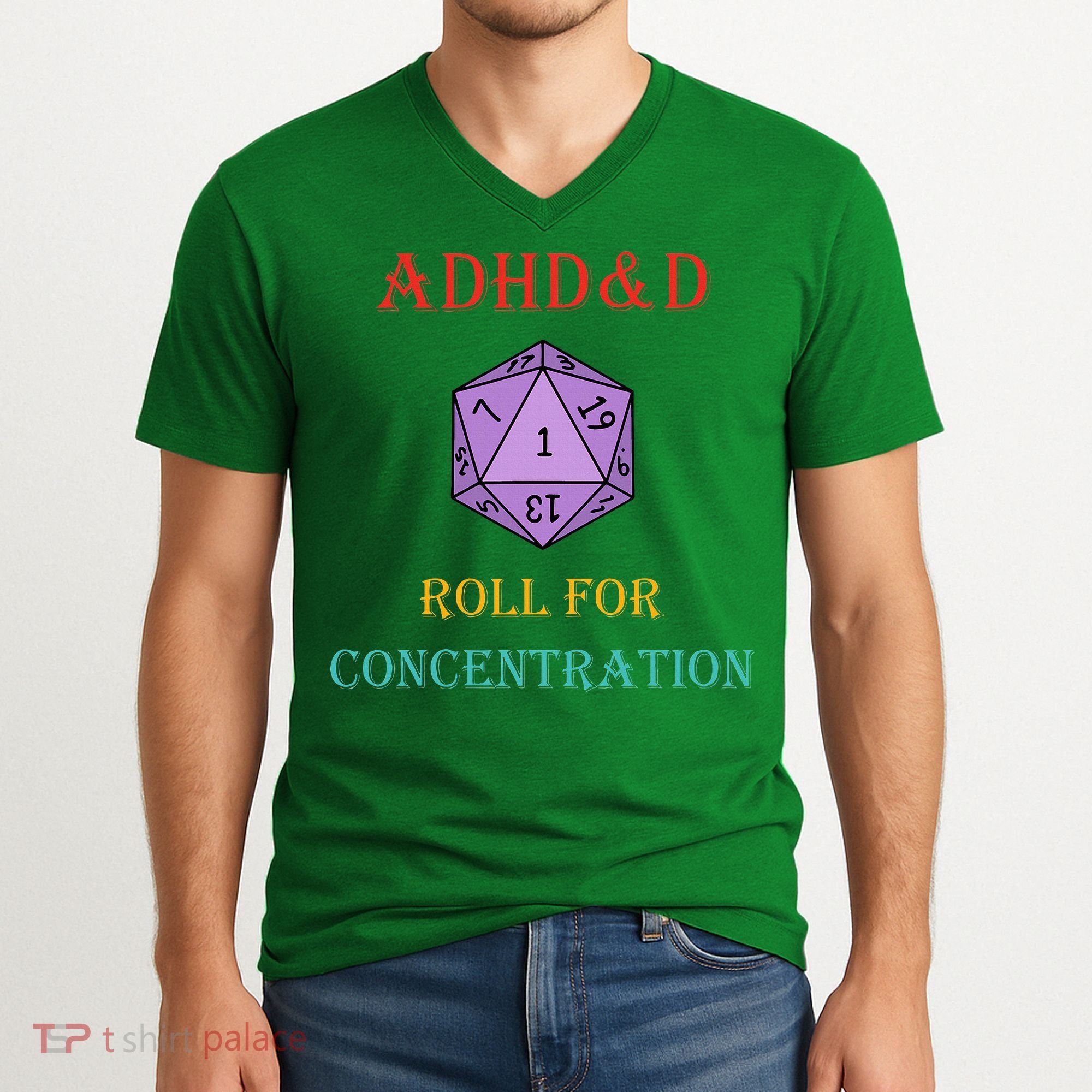 Adhd&D Roll For Concentration V-Neck T-Shirt