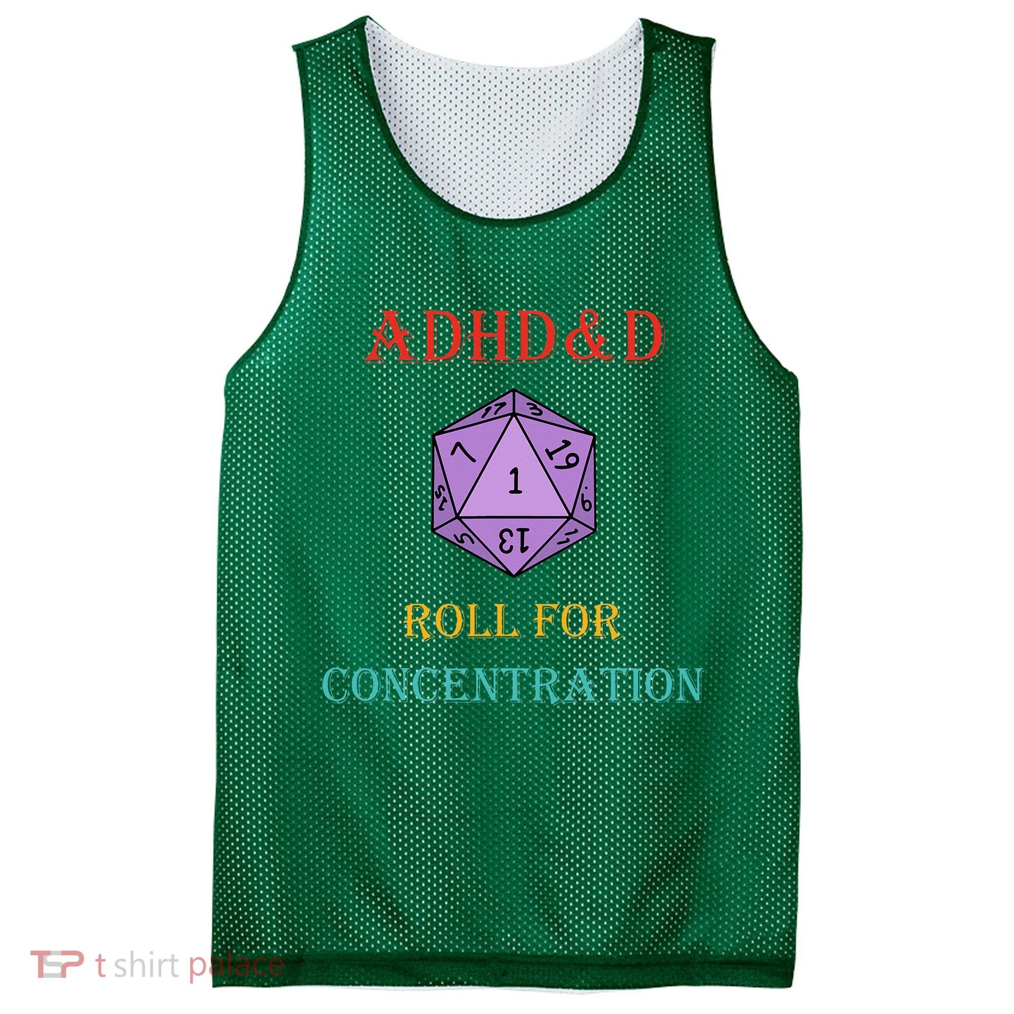Adhd&D Roll For Concentration Mesh Reversible Basketball Jersey Tank