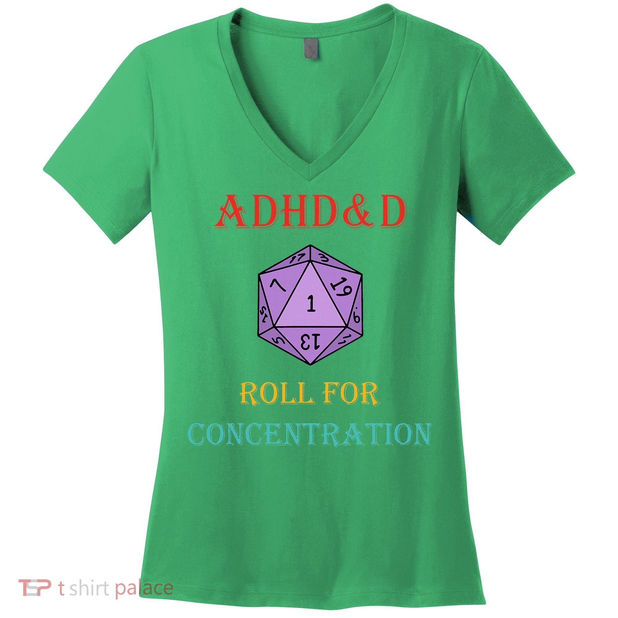 Adhd&D Roll For Concentration Women's V-Neck T-Shirt