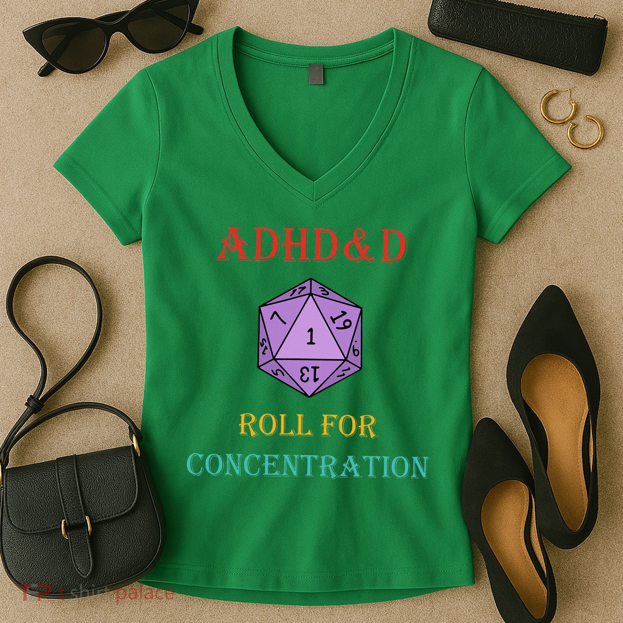 Adhd&D Roll For Concentration Women's V-Neck T-Shirt